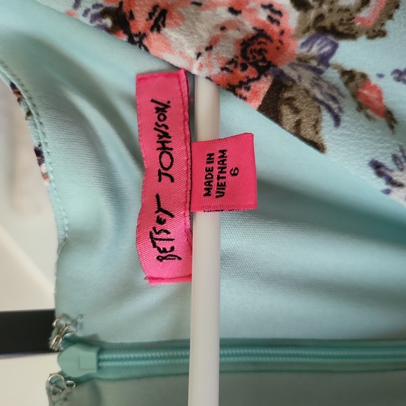 Betsey Johnson Mint Blue Floral Dress NWT - Picture 4 of 8